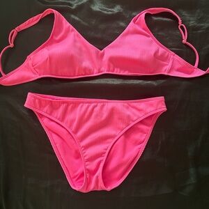 Hollister Pink Ribbed Bikini Set